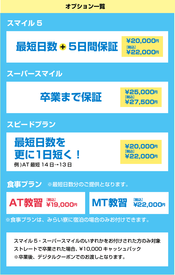 オプション一覧表